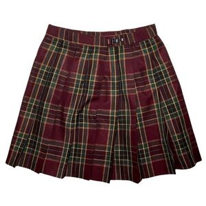 Pleated Brown Plaid Skirt